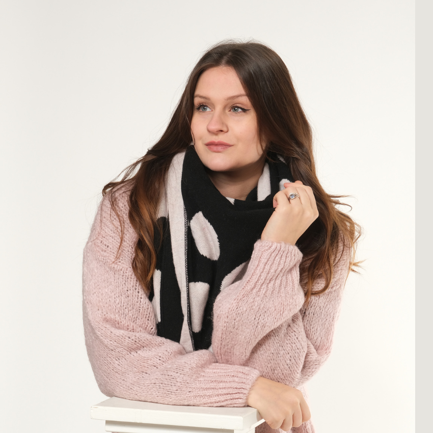 Kolmiohuivi PALLO vaaleanpunainen|musta - Image 4