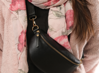 Crossbody laukku ERIN musta nahka/kulta