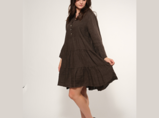 Pellavamekko DIANA (useita värejä) - suklaanruskea