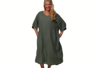 Pellavamekko SOPHIE PLUS+ (useita värejä) - oliivinvihreä